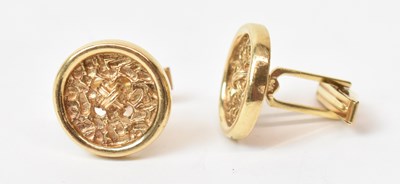 Lot 612 - A pair of 14ct yellow gold cufflinks of...