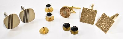 Lot 658 - A pair of yellow metal cufflinks, a pair of...