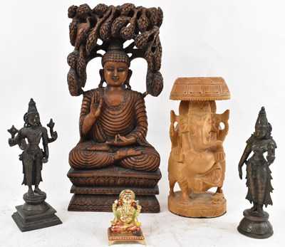 Lot 481 - Two Indian bronze figures Lakshmi and another,...