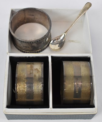 Lot 588 - A pair of hallmarked silver napkin rings...