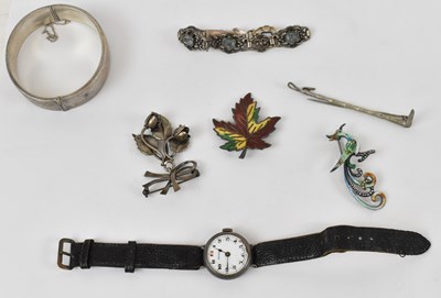 Lot 670 - A Danish silver pendant brooch, a silver...