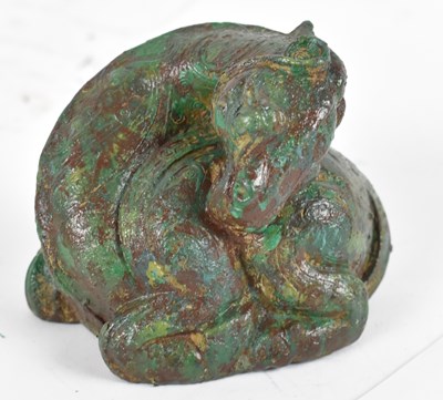 Lot 493 - A 19th century Chinese verdigris figure of an...