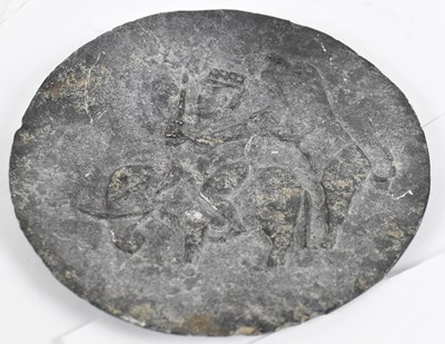 Lot 501 - An Indian slate dish with relief decoration,...