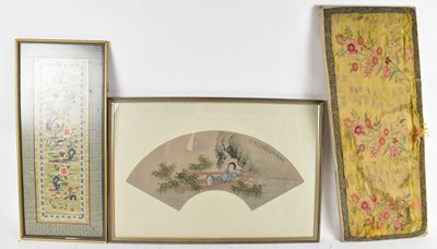 Lot 503 - A Chinese watercolour on silk and two...