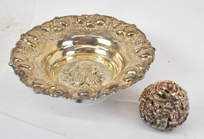 Lot 582 - HAZORFIM; an Israeli silver bowl with embossed...