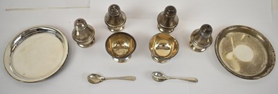 Lot 581 - Two hallmarked silver three piece cruets with...