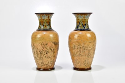 Lot 57 - HANNAH BARLOW FOR ROYAL DOULTON; a pair of...