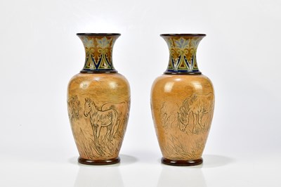 Lot 57 - HANNAH BARLOW FOR ROYAL DOULTON; a pair of...