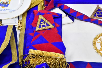 Lot 1391 - A small collection of Masonic regalia,...