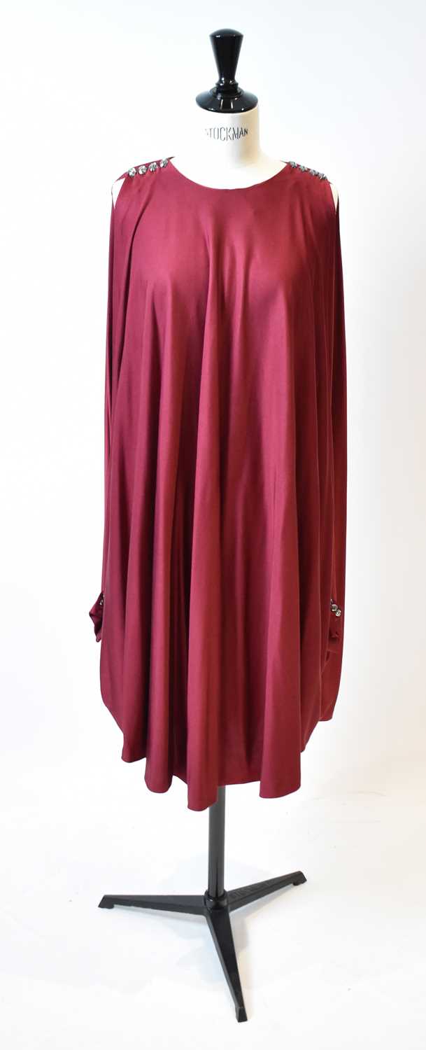 Lot 73 - AZZARO; a red 100% silk blouse with diamante...