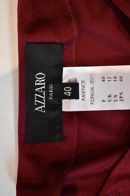 Lot 73 - AZZARO; a red 100% silk blouse with diamante...
