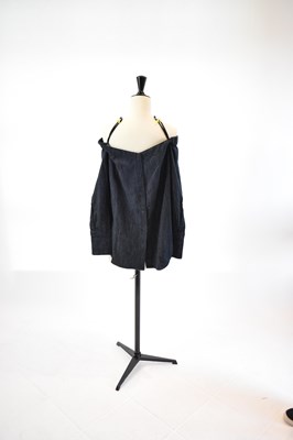 Lot 87 - RAG & BONE; an indigo blue denim bardot style...