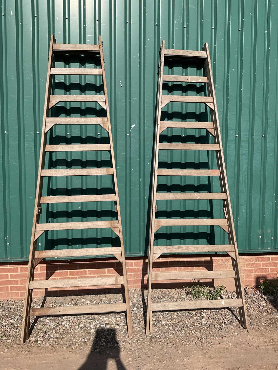 Lot 657 - A pair of vintage wooden trestles, height of...