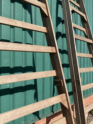 Lot 657 - A pair of vintage wooden trestles, height of...