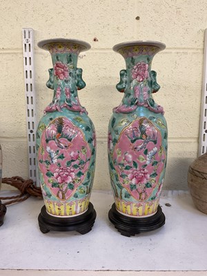 Lot 665 - A pair of 20th century Chinese blue and pink...