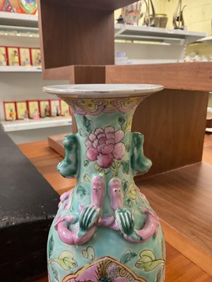 Lot 665 - A pair of 20th century Chinese blue and pink...