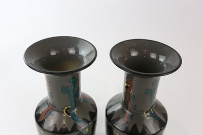 Lot 2464 - ROYAL CAULDON; a pair of Cairo Ware vases...