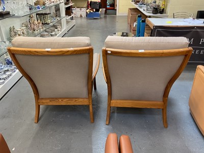 Lot 8 - PARKER KNOLL; a pair of mid century light oak...