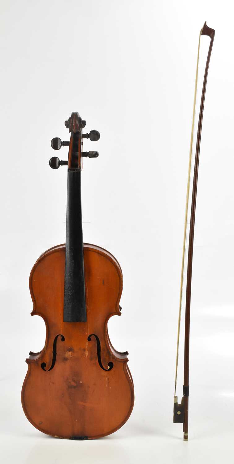 Lot 1562 - A full size French violin with one-piece back...